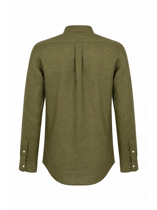 Camicia button-down in lino Dark Green POLO RALPH LAUREN | 710966294004